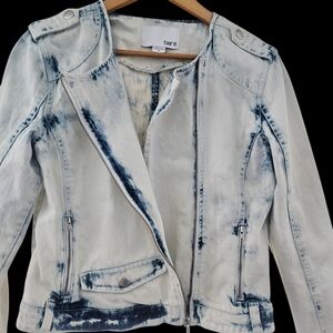 Bar III Moto Acid Wash Denim Jean Jacket Women’s Size M